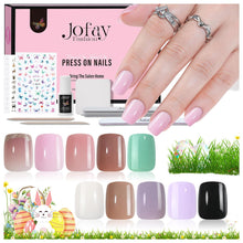 Load image into Gallery viewer, Short Square 240PCS Jelly Solid Color Mixed Pink White Acrylic Nails
