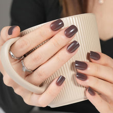 Load image into Gallery viewer, Square Coffee Brown Short Solid Color False Nails with Glue 24pcs
