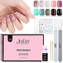 Load image into Gallery viewer, 240 Pcs Acrylic Nails Square 10 Packs Nail Glue 12 Sizes
