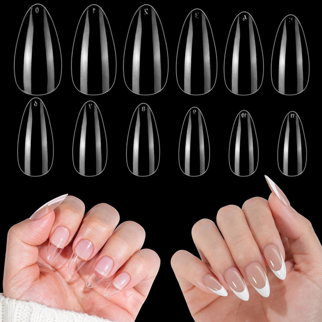 Soft Gel Nail Tips, 504Pcs Short Almond Nail Tips