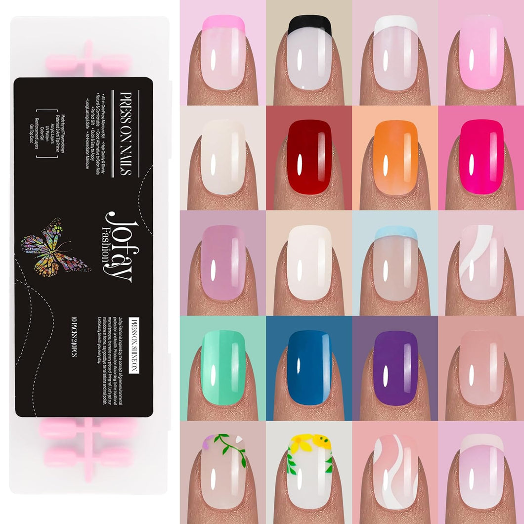 Acrylic Nail Tips 20Pack(480PCS) Short Nails Square French Tips