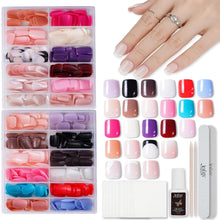 Load image into Gallery viewer, 24Packs | 576Pcs Acrylic False Nails Short Solid Color with Glue,
