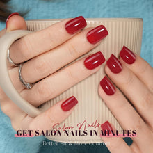 Load image into Gallery viewer, Wine Red Short Glossy Red Square Fake Nails with Nail Glue 24pcs
