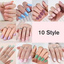 Load image into Gallery viewer, Mixed 10 Colors Nail Tips Short Square 240PCS Glue On Nails Kit
