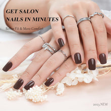 Load image into Gallery viewer, Square Coffee Brown Short Solid Color False Nails with Glue 24pcs
