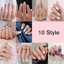 Load image into Gallery viewer, Acrylic Nail Tips French Tip Short Square Nails 10 Packs 240PCS
