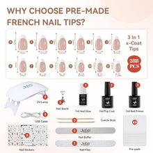 Load image into Gallery viewer, French Tip 240Pcs Nail Tips with Nail Glue, Nail Lamp, Pre-Base Coat
