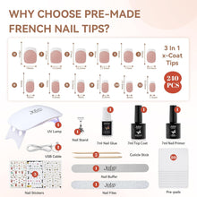 Load image into Gallery viewer, French Tip Acrylic Nails Gel Nail Tips Kit 240Pcs Short Square Nails
