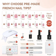 Load image into Gallery viewer, French Gel Nail Tips Kit French Tip , 240Pcs Spring Square Short
