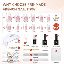 Load image into Gallery viewer, French Soft Gel Nail Tips Kit, Pink French , 240Pcs Medium Coffin
