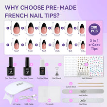 Load image into Gallery viewer, French 240Pcs Short Almond with Nail Glue, Nail Lamp, Pre-Base Coat
