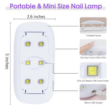 Load image into Gallery viewer, Mini Led UV Nail Lamp, 6W USB Portable Uv Light for Gel Nails
