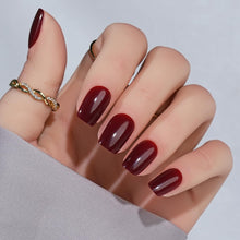 Load image into Gallery viewer, Press On Nails Short - Jofay Fashion Acrylic Press On Nails Red, Square Glue On Nails with Nail Glue, Fit Perfectly &amp; Natural Stick On Nails in 12 Sizes - 24PCS Soft Gel Fake Nails Kit, Wine Red
