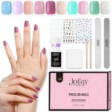 Load image into Gallery viewer, Mixed 10 Colors Nail Tips Short Square 240PCS Glue On Nails Kit
