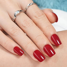 Load image into Gallery viewer, Wine Red Short Glossy Red Square Fake Nails with Nail Glue 24pcs
