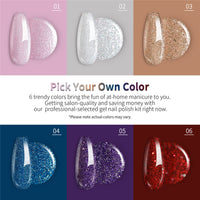 Rose Gold Royal Blue Purple Glitter colors gel nail polish kit with Light