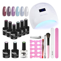 Nude natural light Purple Grey colors gel nail polish kit with Light