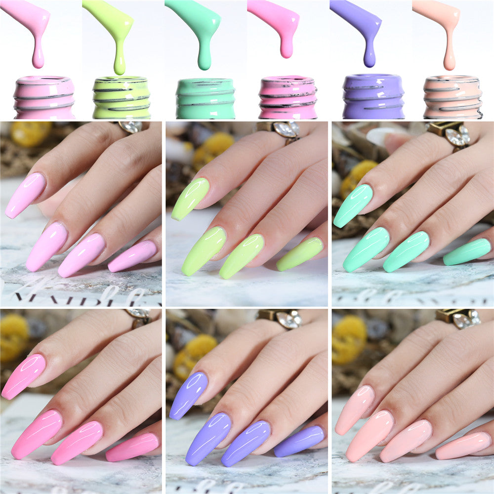 Rainbow Purple Yellow Green colors gel nail polish kit with Light