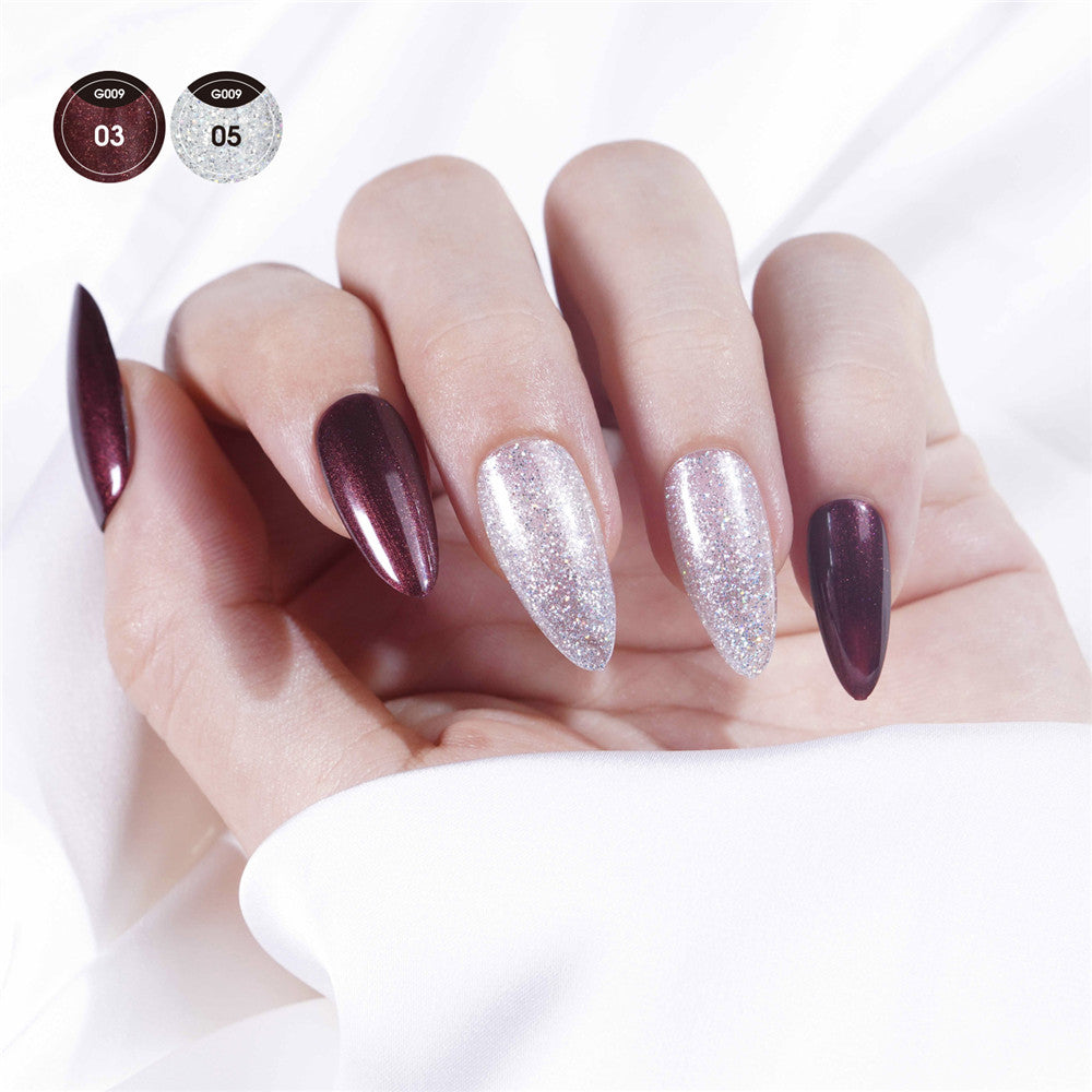 Dark Purple Red Sliver Glitter colors gel nail polish kit with Light